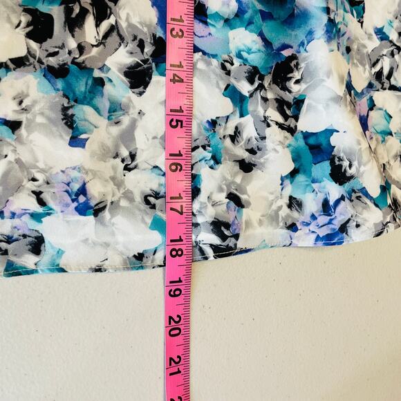 Sam Edelman Blue White Chiffon 3/4 Sleeve Oversized Slinky Swing Blouse Top XS - Picture 13 of 13